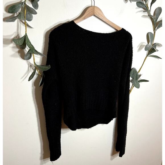 Free People Black Cross Front Sweater LAST CALL - Picture 4 of 4